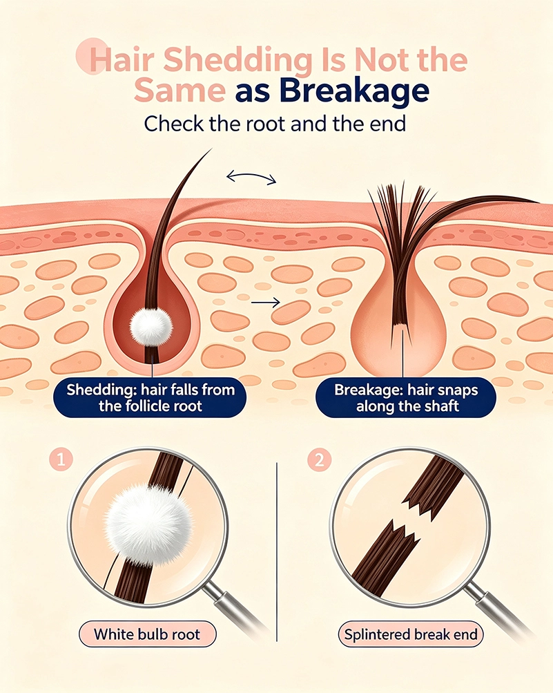 Hair Breakage vs Hair Loss Diagram